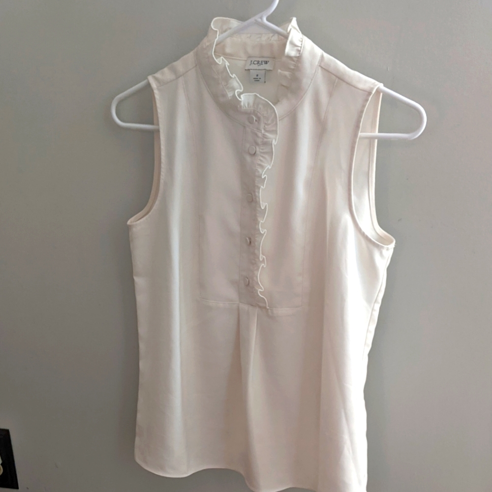 Jcrew ruffle neck blouse size 2